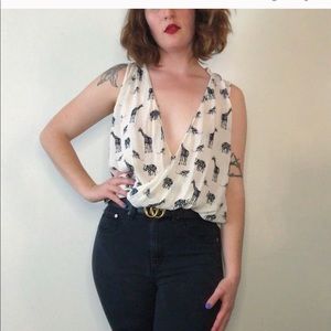 Funky Zara TRF Animal Print Safari Wrap Top XS